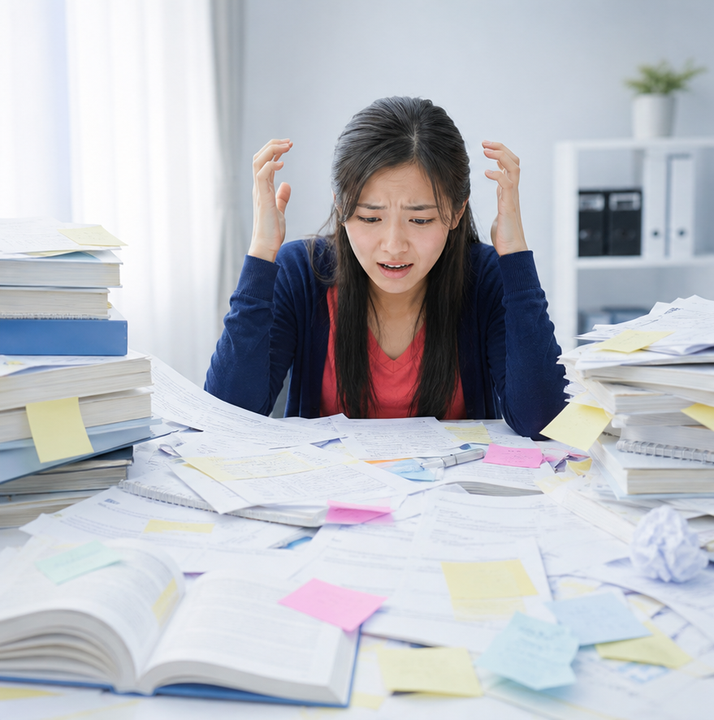 学習するものが散らばって迷っている受験生