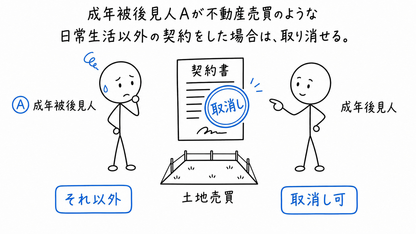 土地売買など日常生活以外の契約は取り消せる。