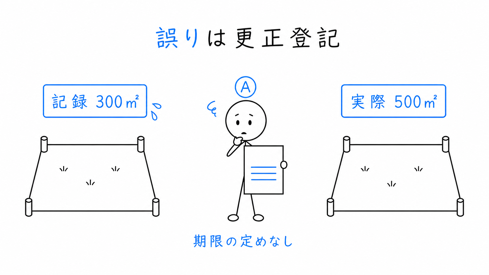 土地の登記記録に誤りがある場合は変更登記ではなく更正登記を申請する。