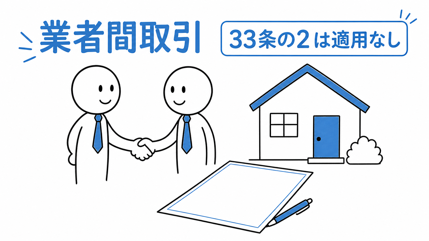 売主と買主がともに宅建業者である業者間取引には33条の2が適用されない。